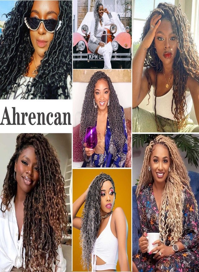 اهرينكان شعر كروشيه Goddess Locs بلون أزرق وأخضر مختلط، شعر كروشيه مجعد بطول 18 بوصة للنساء، شعر كروشيه Boho Hippie River Locs جاهز للتركيب، ضفائر شعر صناعية (18 بوصة، 5 عبوات، أزرق/أخضر#) - Image 5